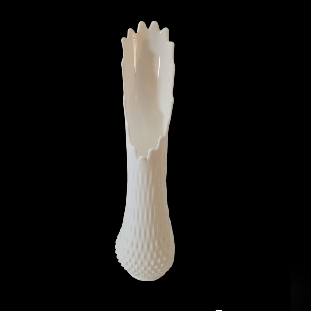 Vintage Fenton Hobnail Milk Glass Swung Vase